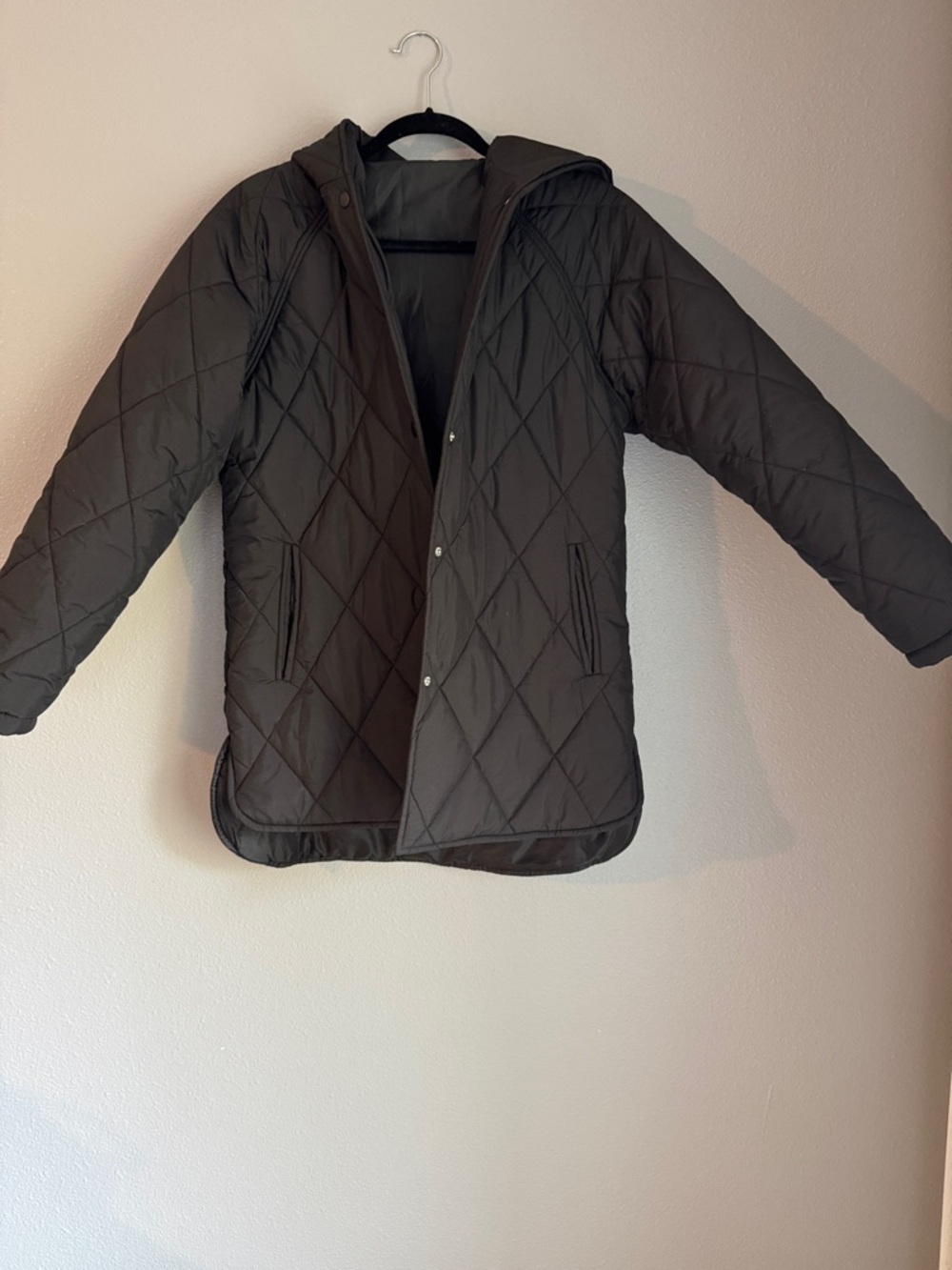 Quilted Hooded Puffer Jacket in Black